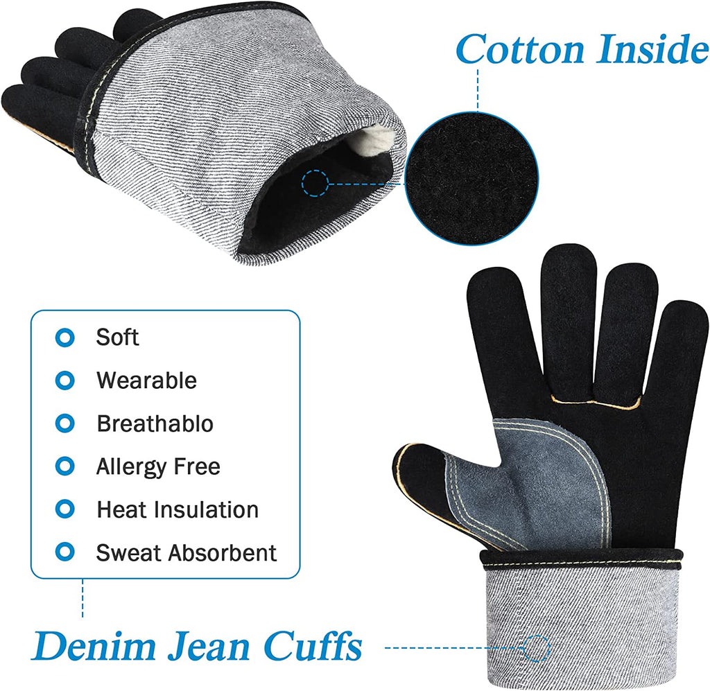 Leather Grill Oven Baking Gloves Heat Resistant