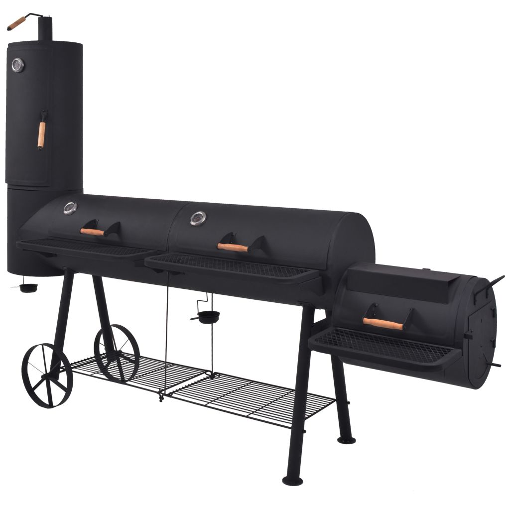 Charcoal Smoker with Bottom Shelf Black