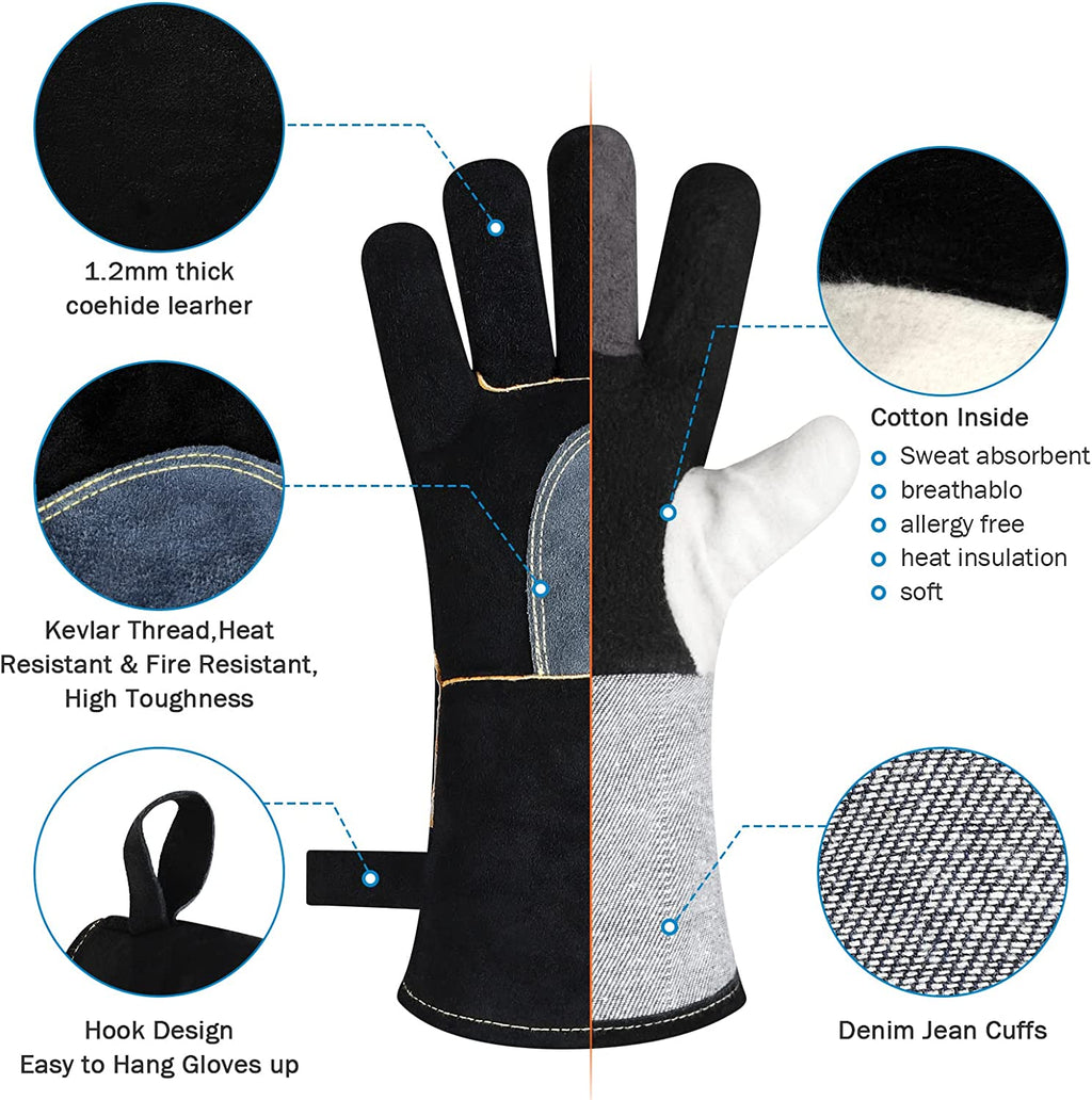 Leather Grill Oven Baking Gloves Heat Resistant