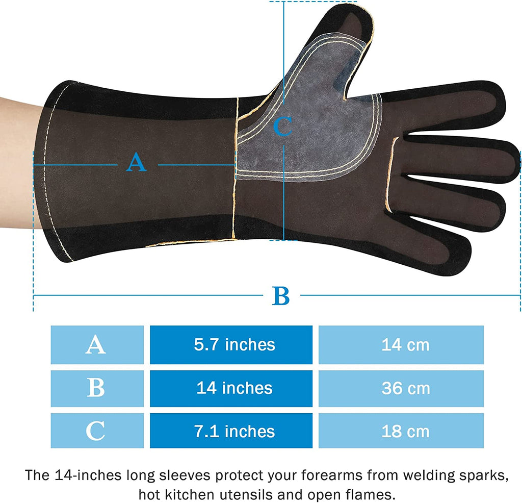 Leather Grill Oven Baking Gloves Heat Resistant
