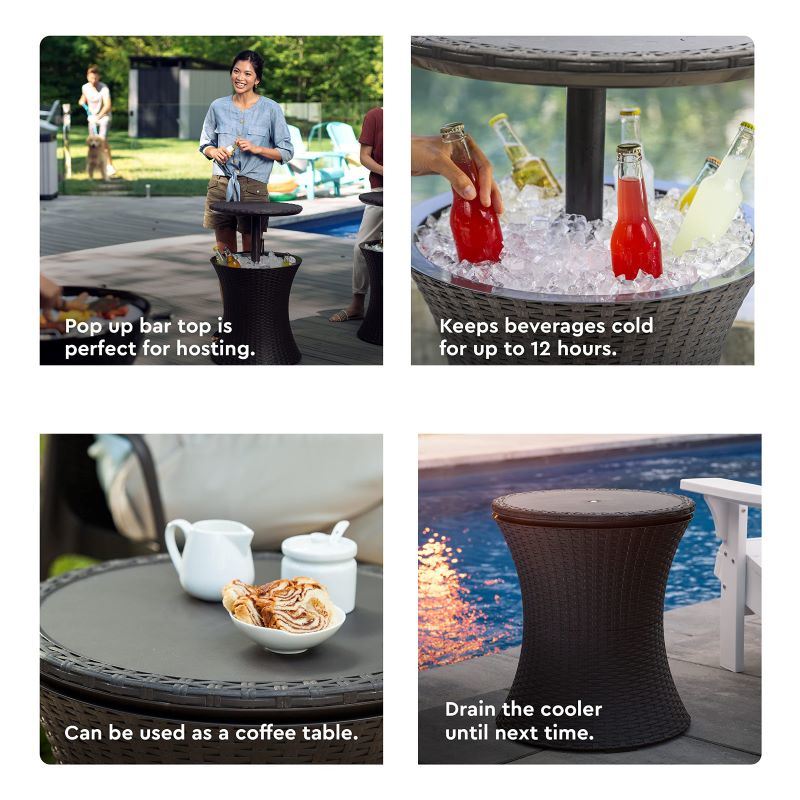 Rattan Style Beverage Cooler Table
