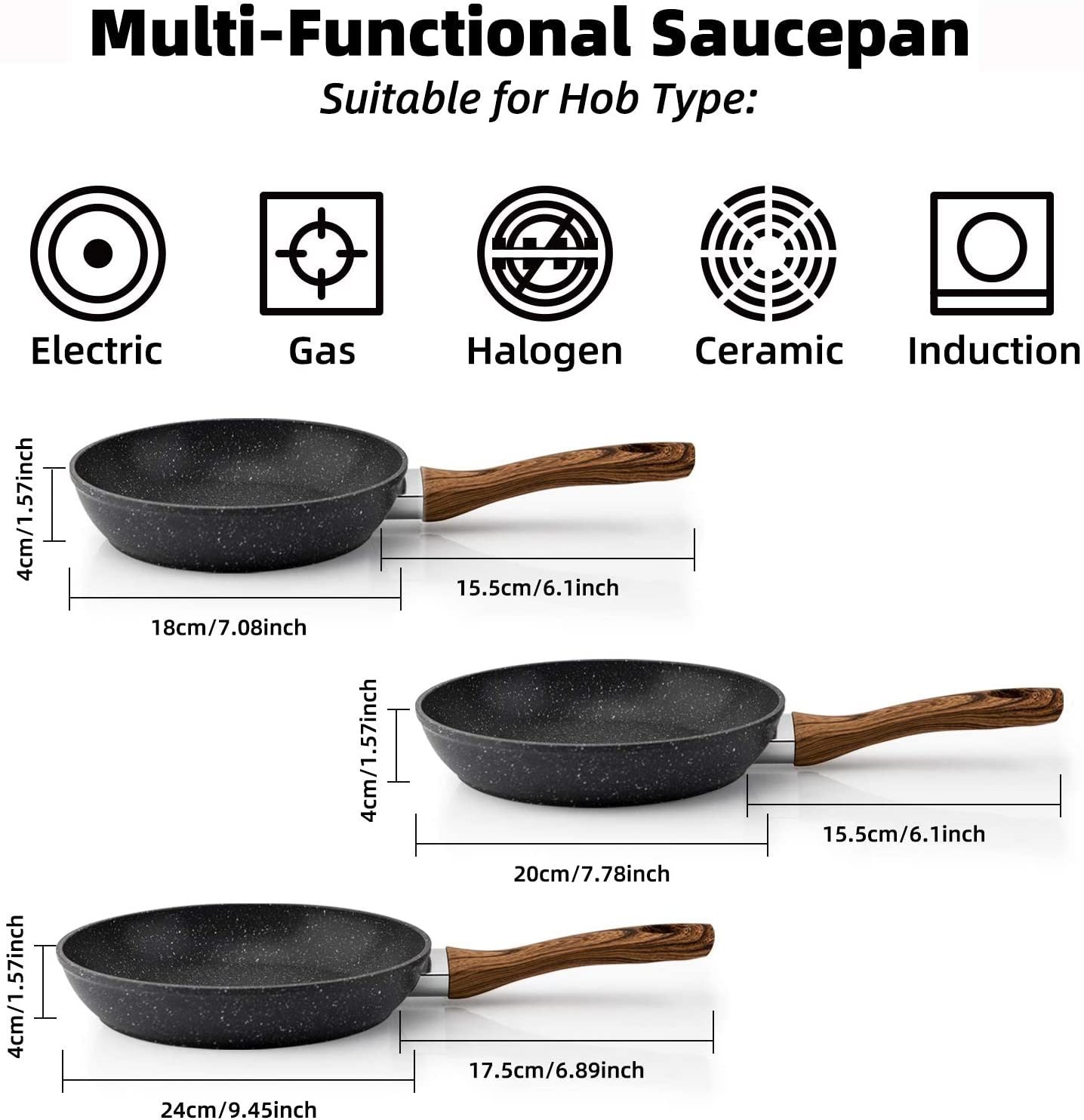 Frying Pan Ergonomic Wood Handle