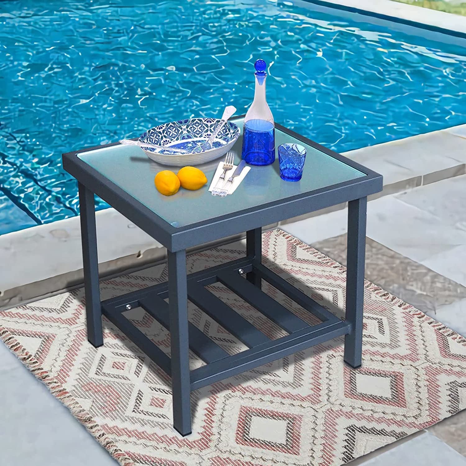 Modern Outdoor Side Table with Storage Space