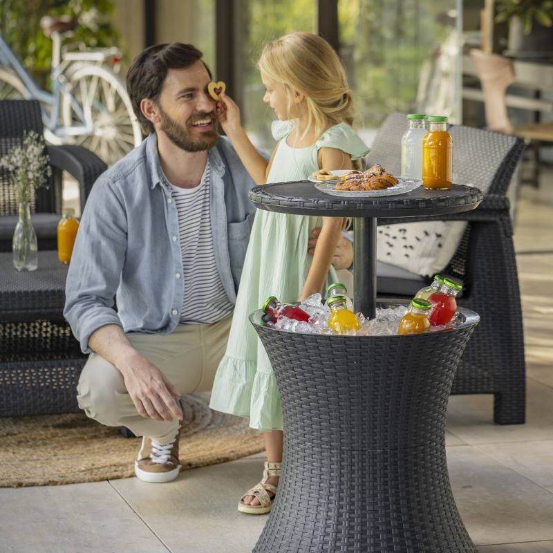 Rattan Style Beverage Cooler Table
