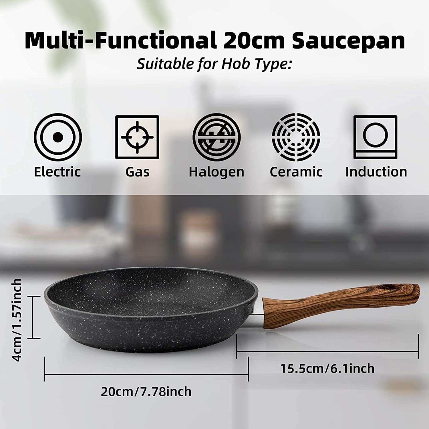 Frying Pan Ergonomic Wood Handle