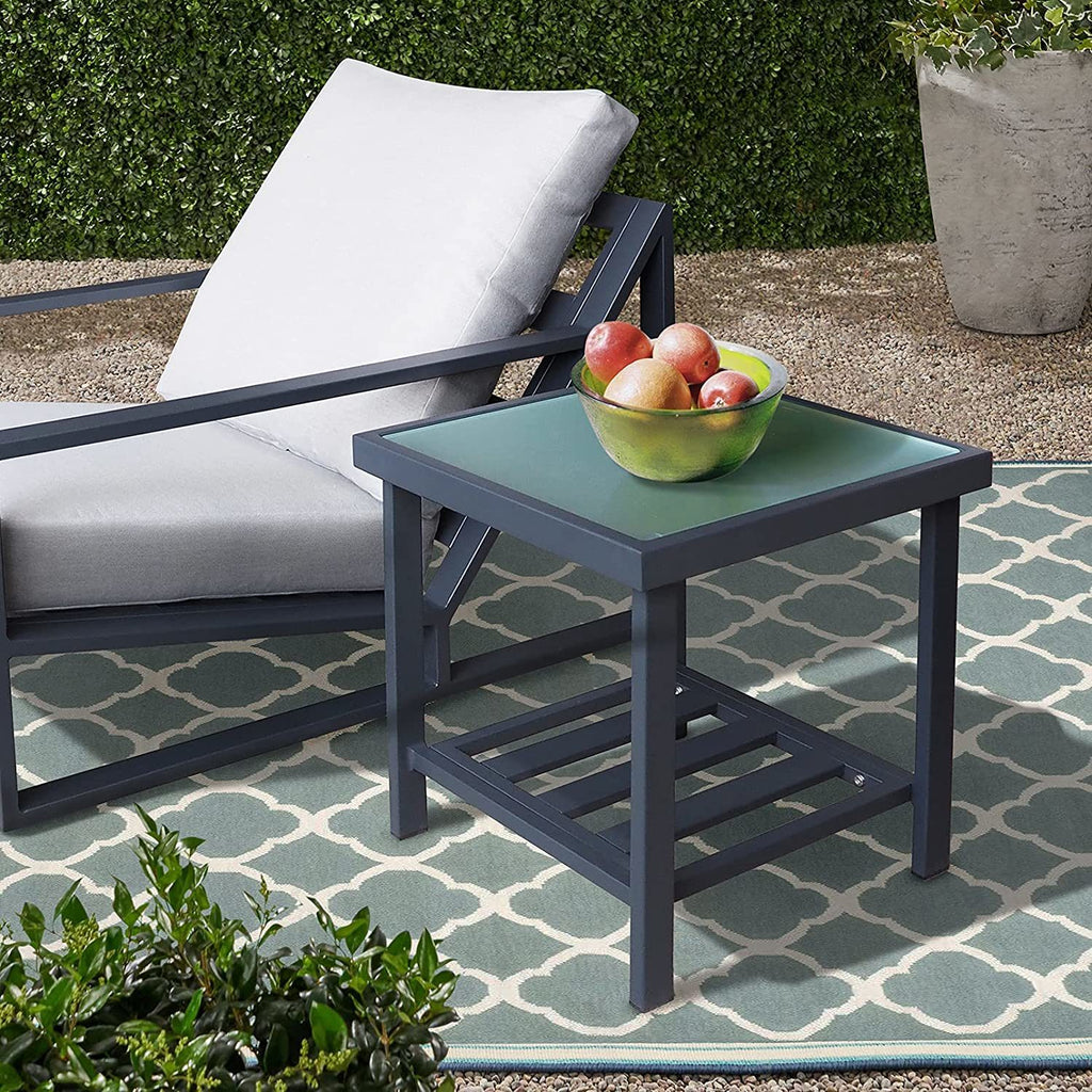 Modern Outdoor Side Table with Storage Space