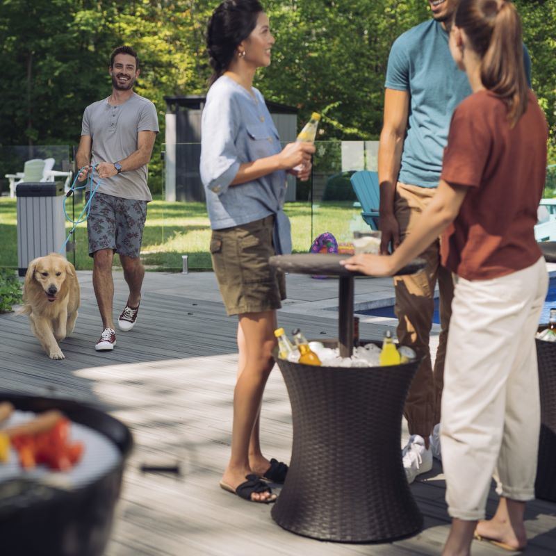 Rattan Style Beverage Cooler Table