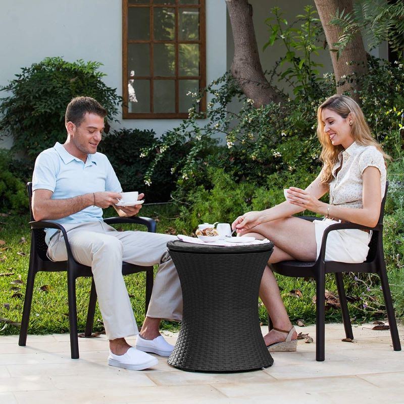 Rattan Style Beverage Cooler Table