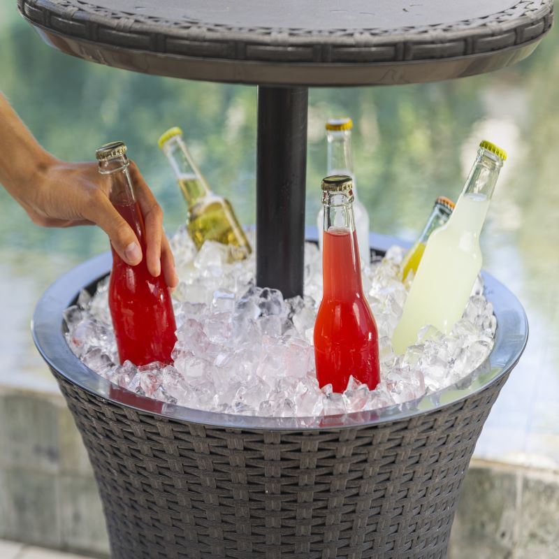 Rattan Style Beverage Cooler Table