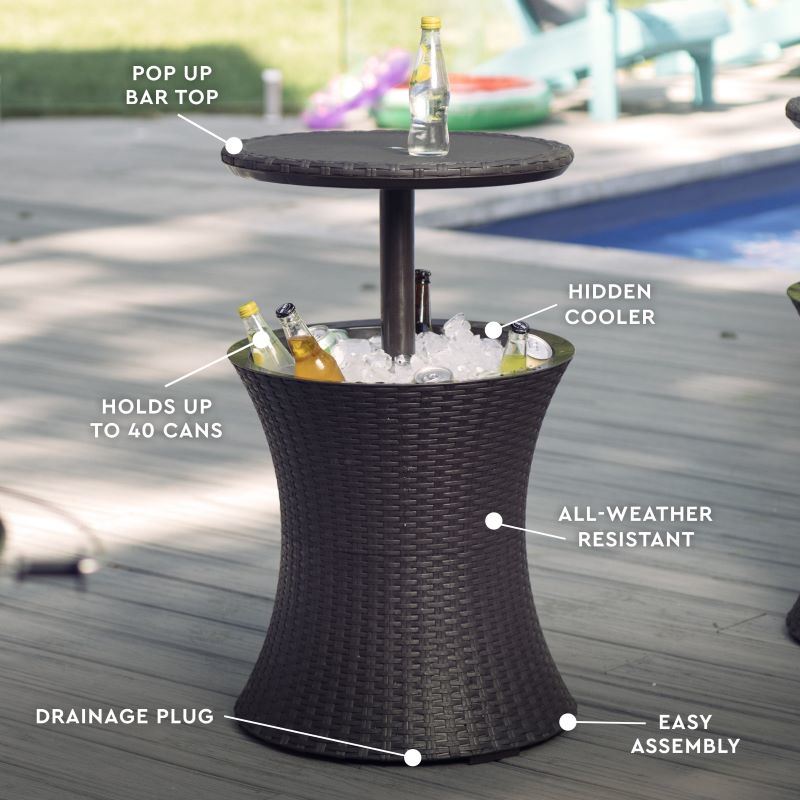 Rattan Style Beverage Cooler Table