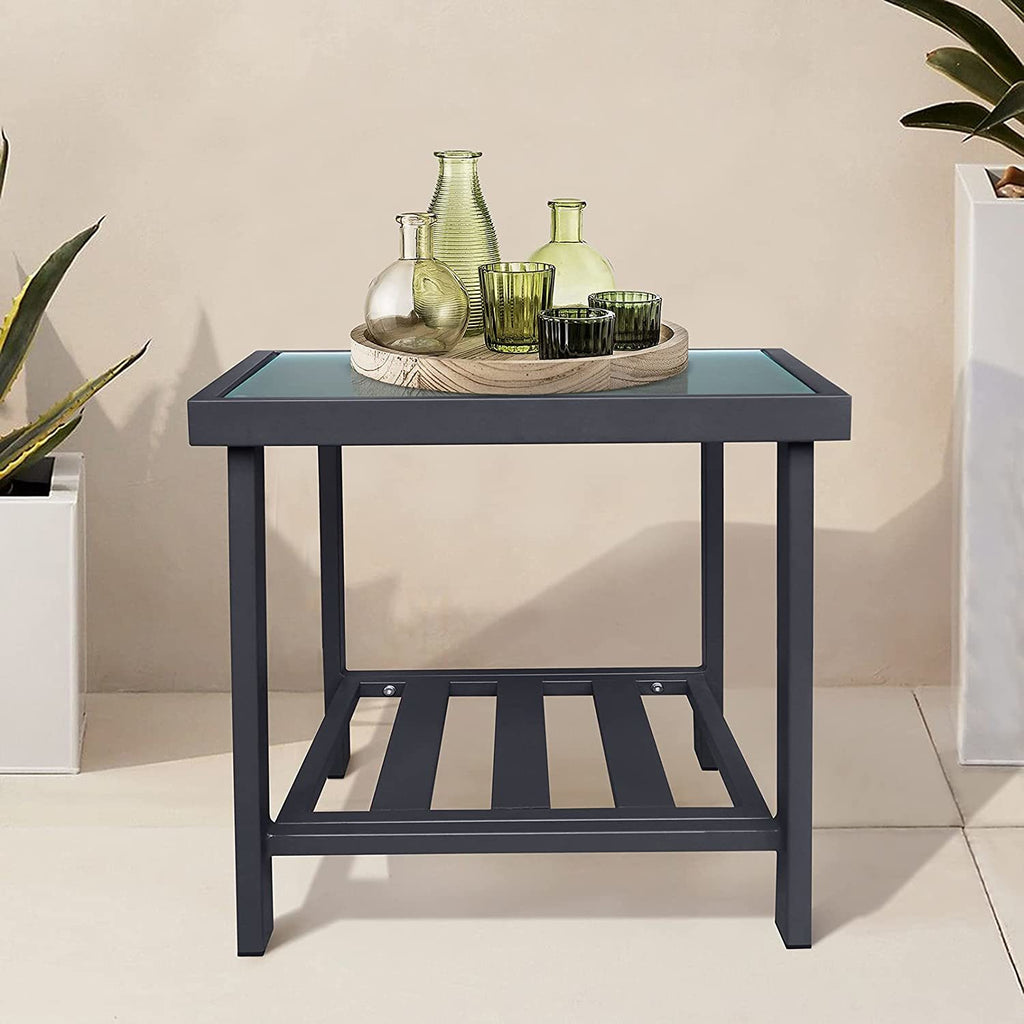 Modern Outdoor Side Table with Storage Space
