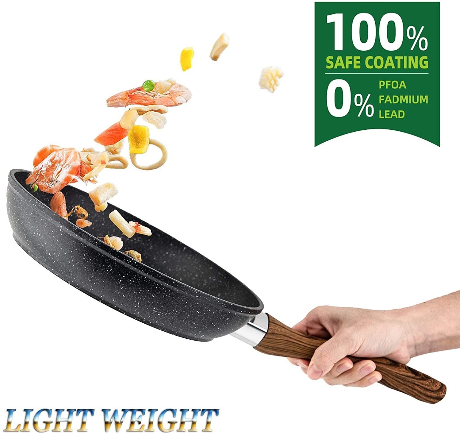Frying Pan Ergonomic Wood Handle