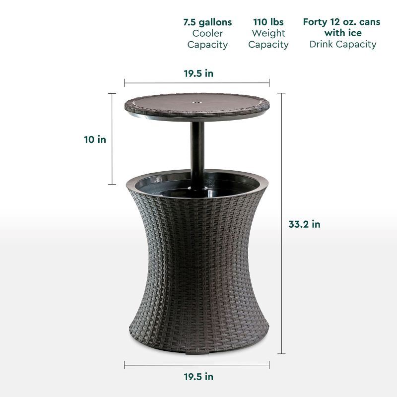 Rattan Style Beverage Cooler Table